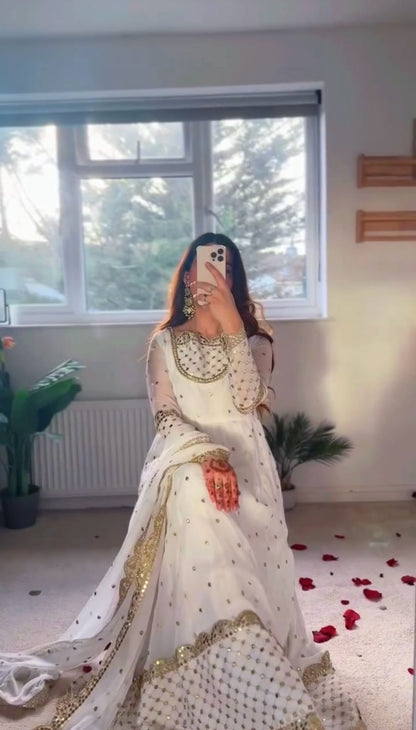White Swan Gown With Matching Dupatta