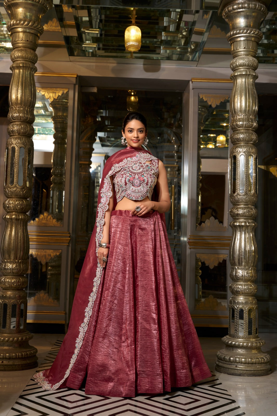 Softly Shining Gold Crush Lehenga Collection
