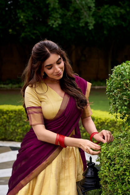 Kanchipuram Golden Glow Half Sarees