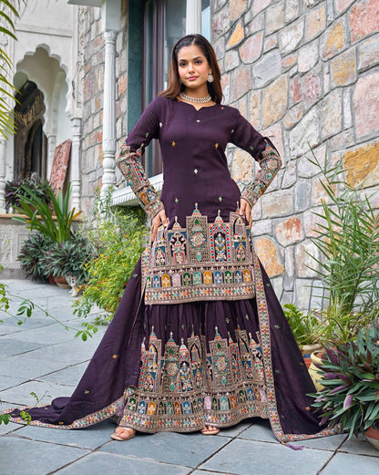 Fine Codework Chinon Kurta & Palazzo Set
