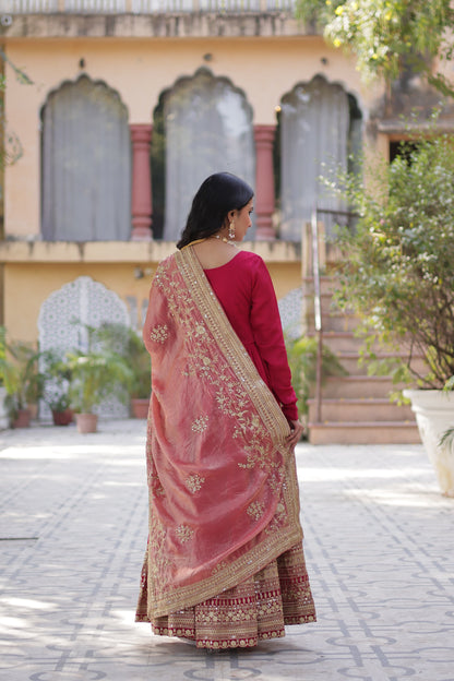 Glimmering Gown With Work Dupatta