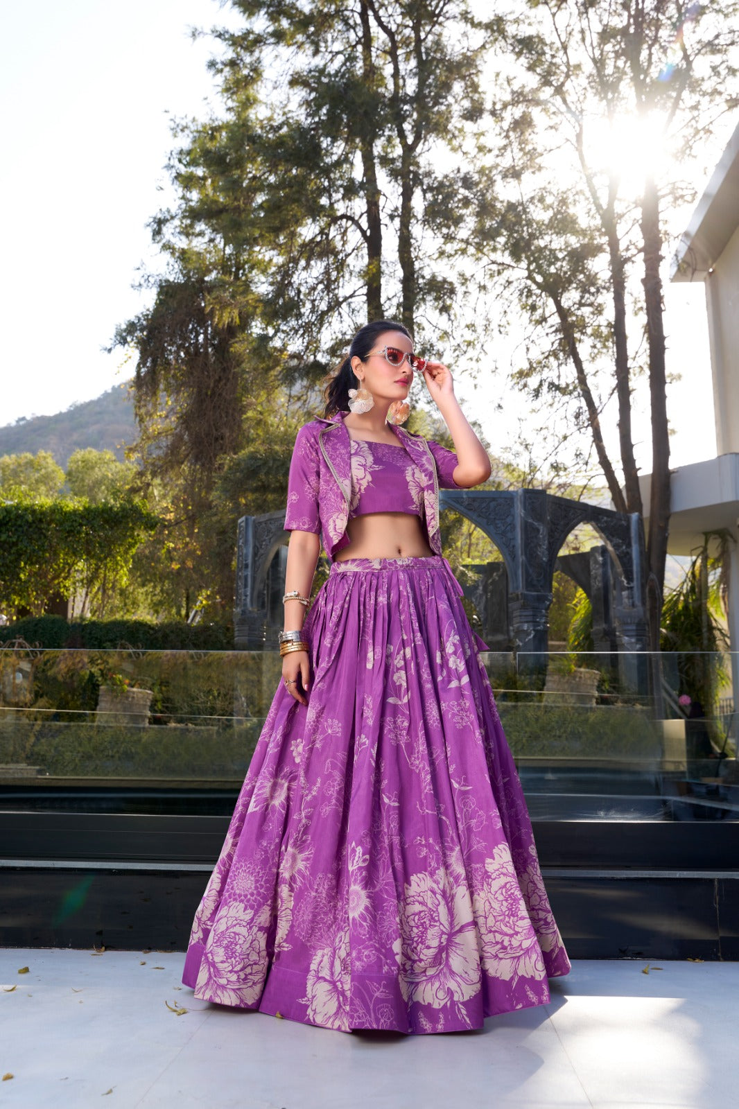 Blooming Floral Lehenga with Blouse & Koti