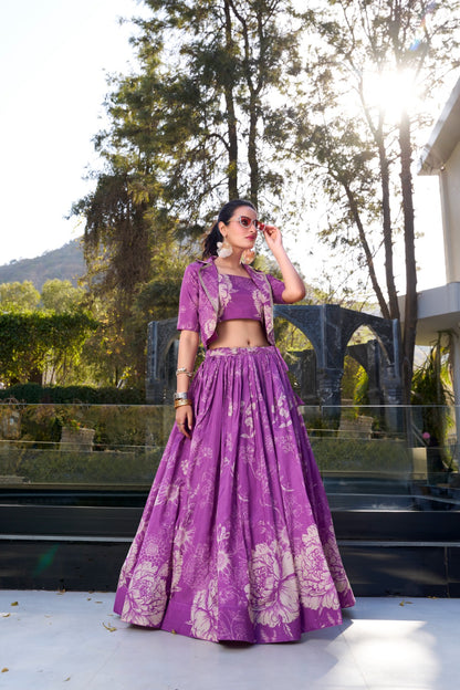 Blooming Floral Lehenga with Blouse & Koti