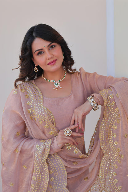 Chiffon Multi Embroidered Gown & Dupatta Set