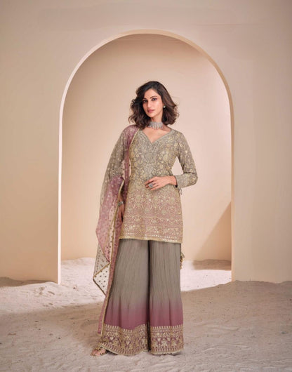Embroidered Dress With Hand Seroski Work
