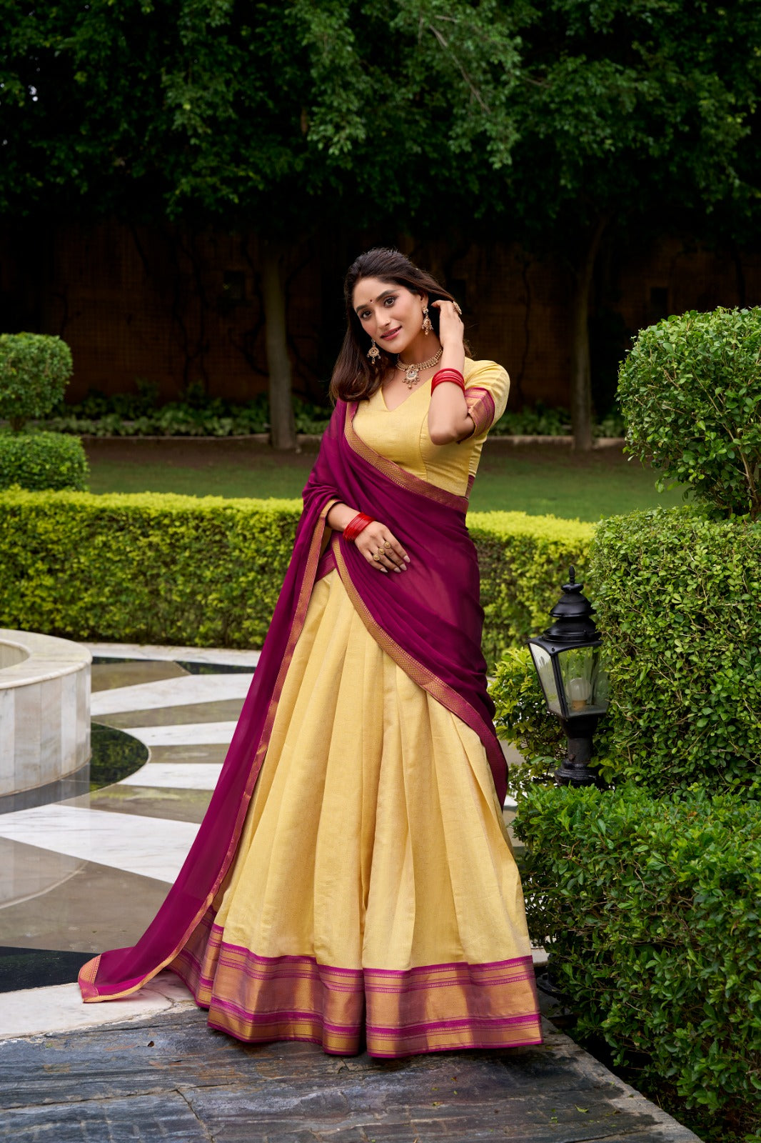 Kanchipuram Golden Glow Half Sarees