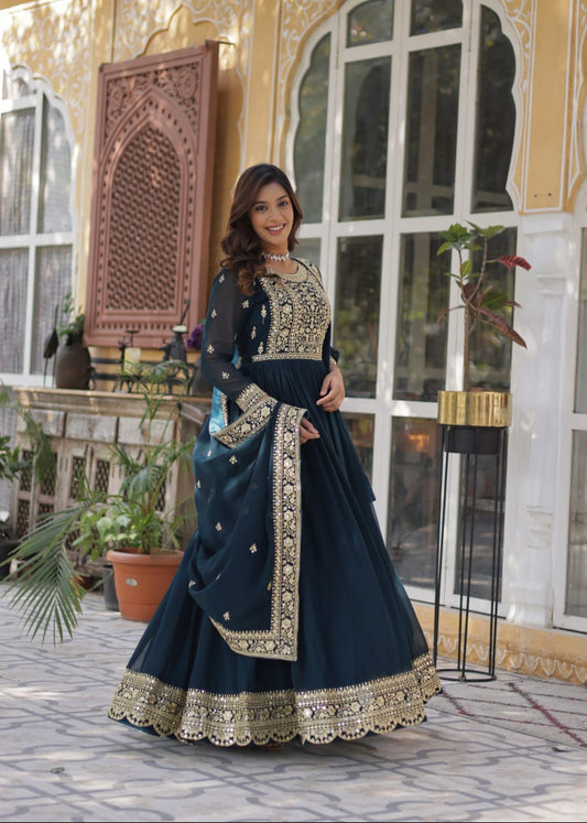 Blooming Embroidered work Gown