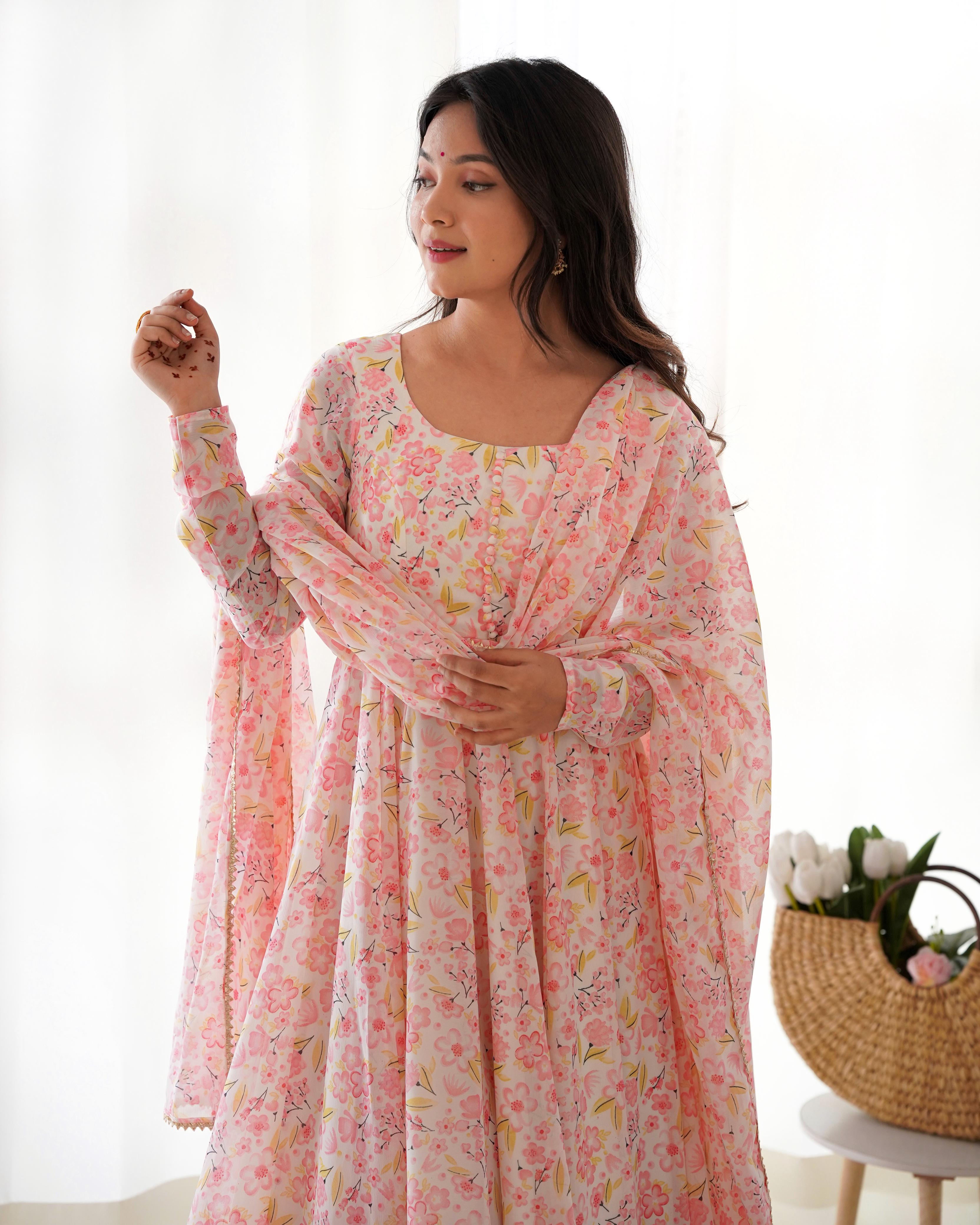 Anarkali of Blush Pink Florals