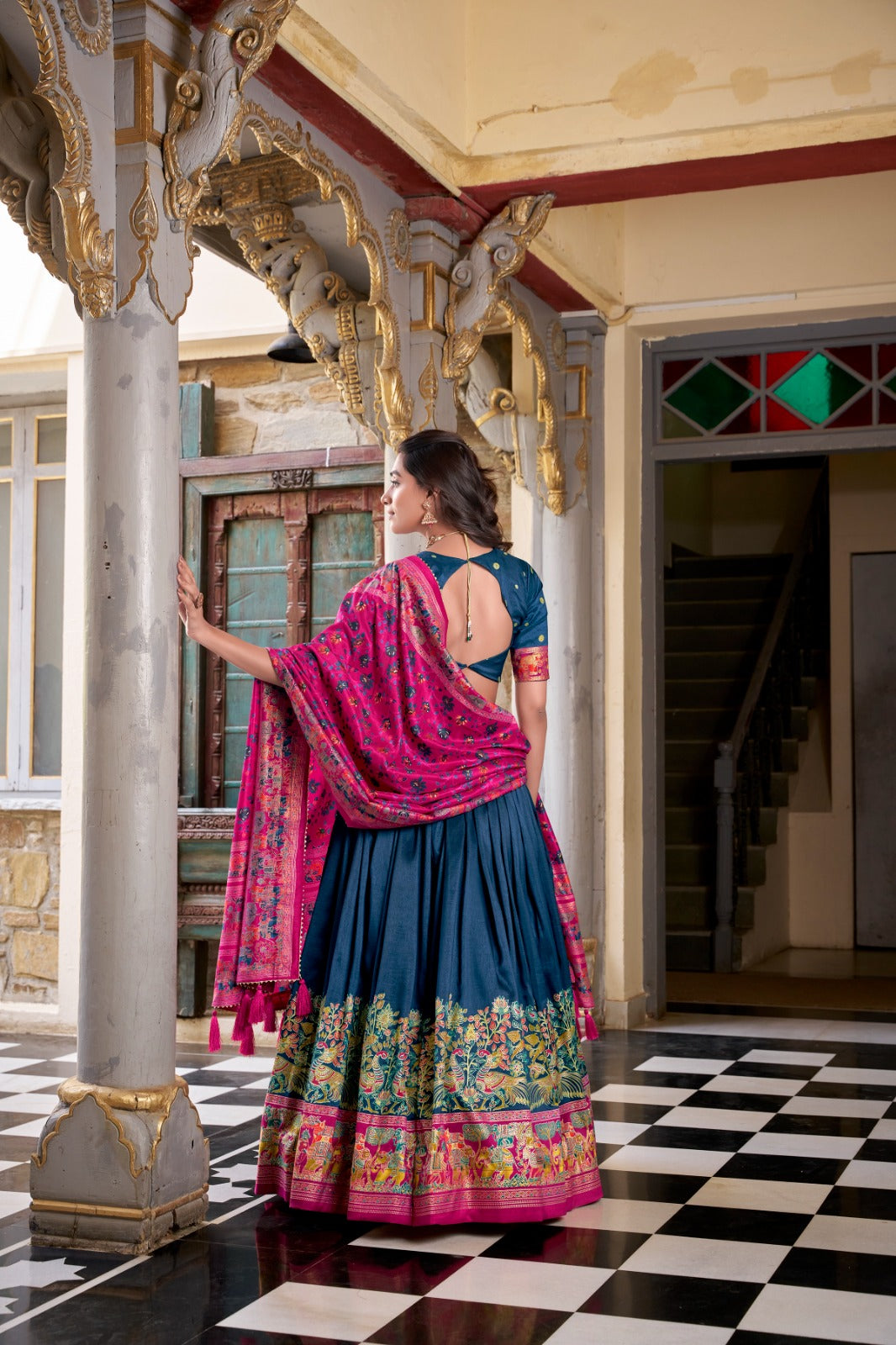 Traditional Printed Tussar Lehenga