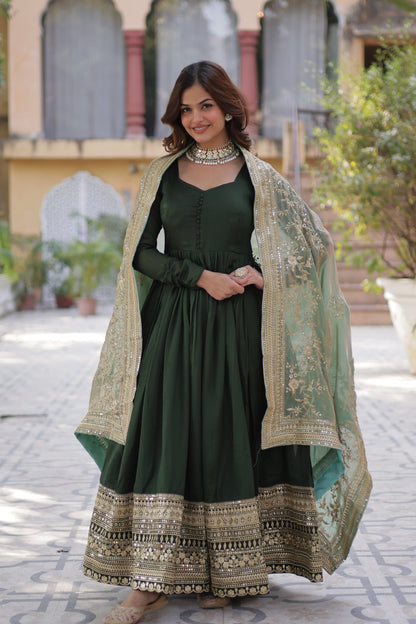 Glimmering Gown With Work Dupatta