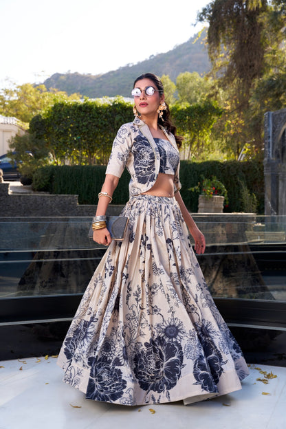 Blooming Floral Lehenga with Blouse & Koti