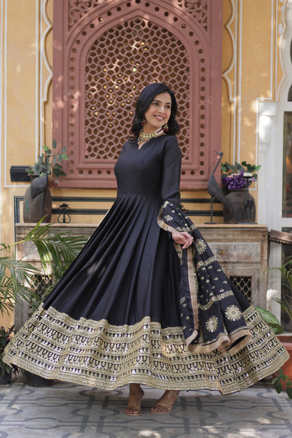 Starlight Georgette Gown With Embroidery Work