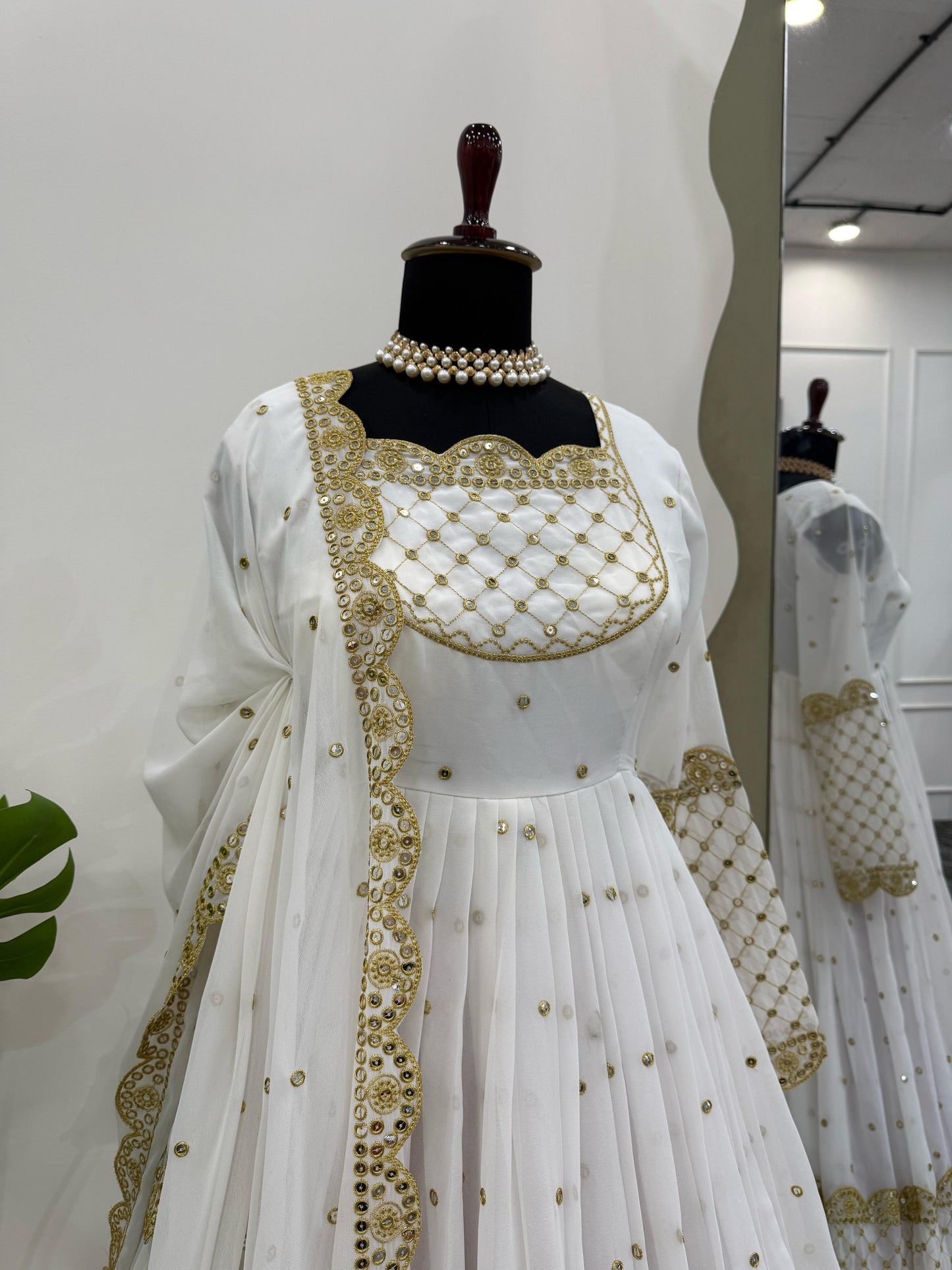 White Swan Gown With Matching Dupatta