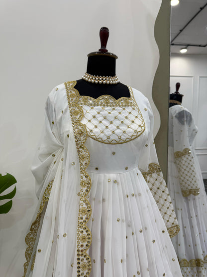 White Swan Gown With Matching Dupatta