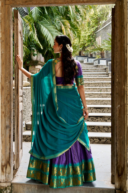 Cotton Checks Lehenga with Zari Weave Work