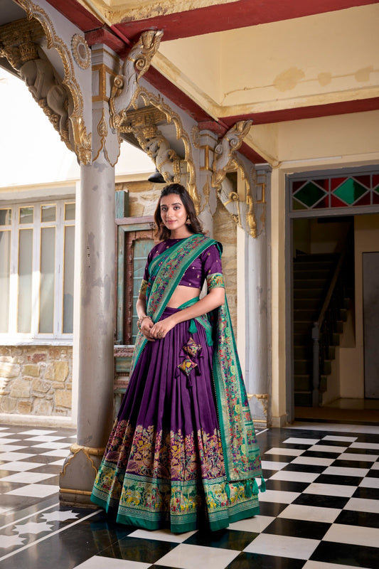 Traditional Printed Tussar Lehenga