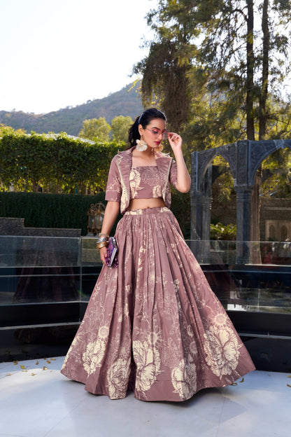 Blooming Floral Lehenga with Blouse & Koti