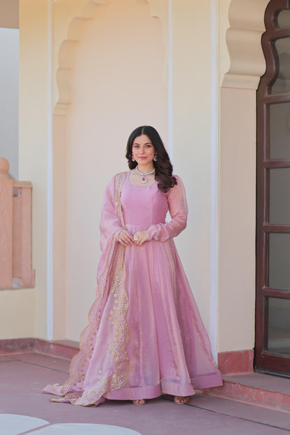Chiffon Multi Embroidered Gown & Dupatta Set
