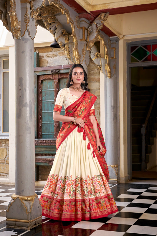 Traditional Printed Tussar Lehenga
