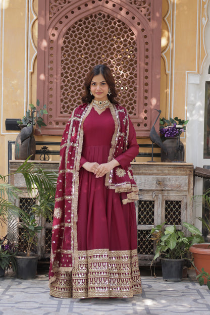 Starlight Georgette Gown With Embroidery Work