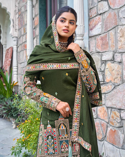 Fine Codework Chinon Kurta & Palazzo Set