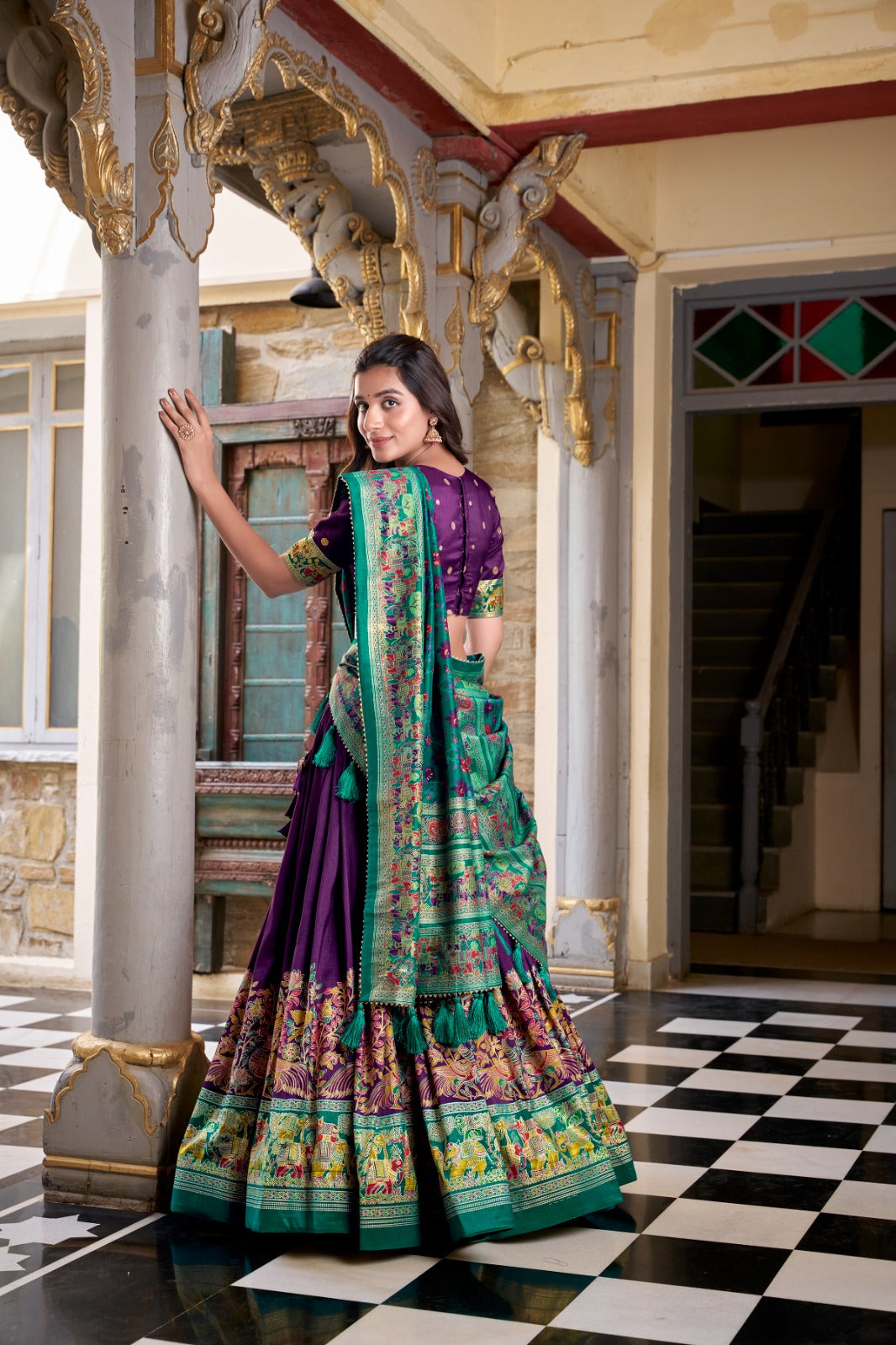 Traditional Printed Tussar Lehenga