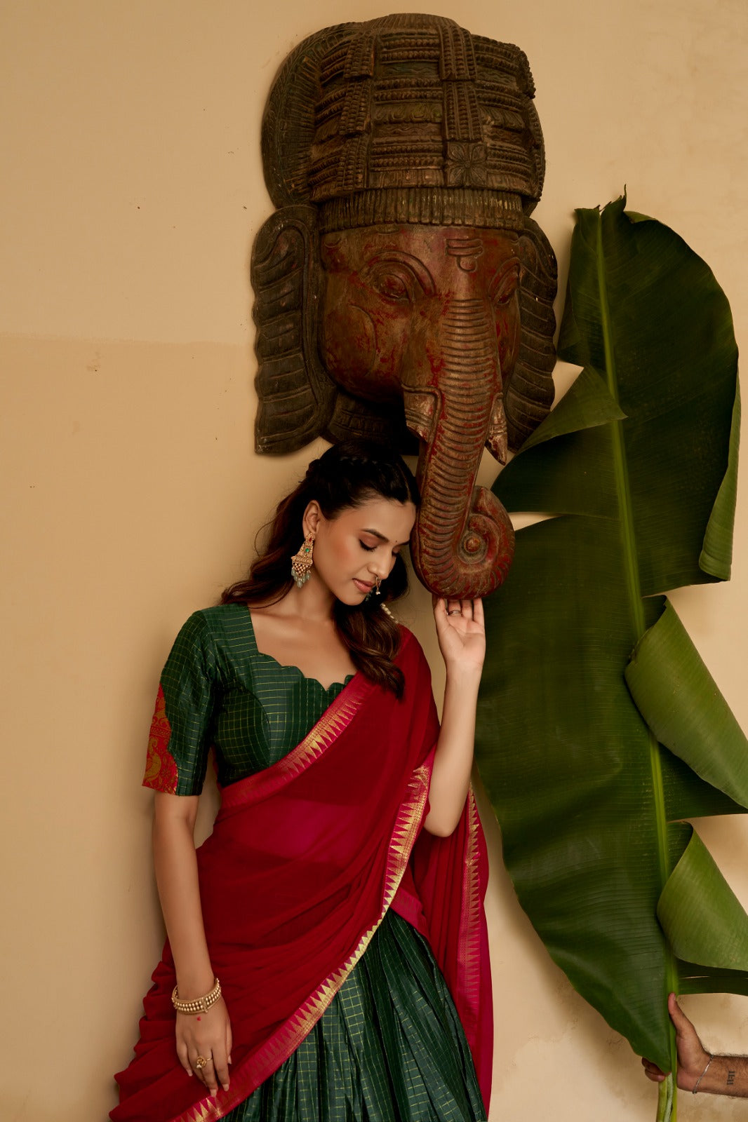 Cotton Checks Lehenga with Zari Weave Work