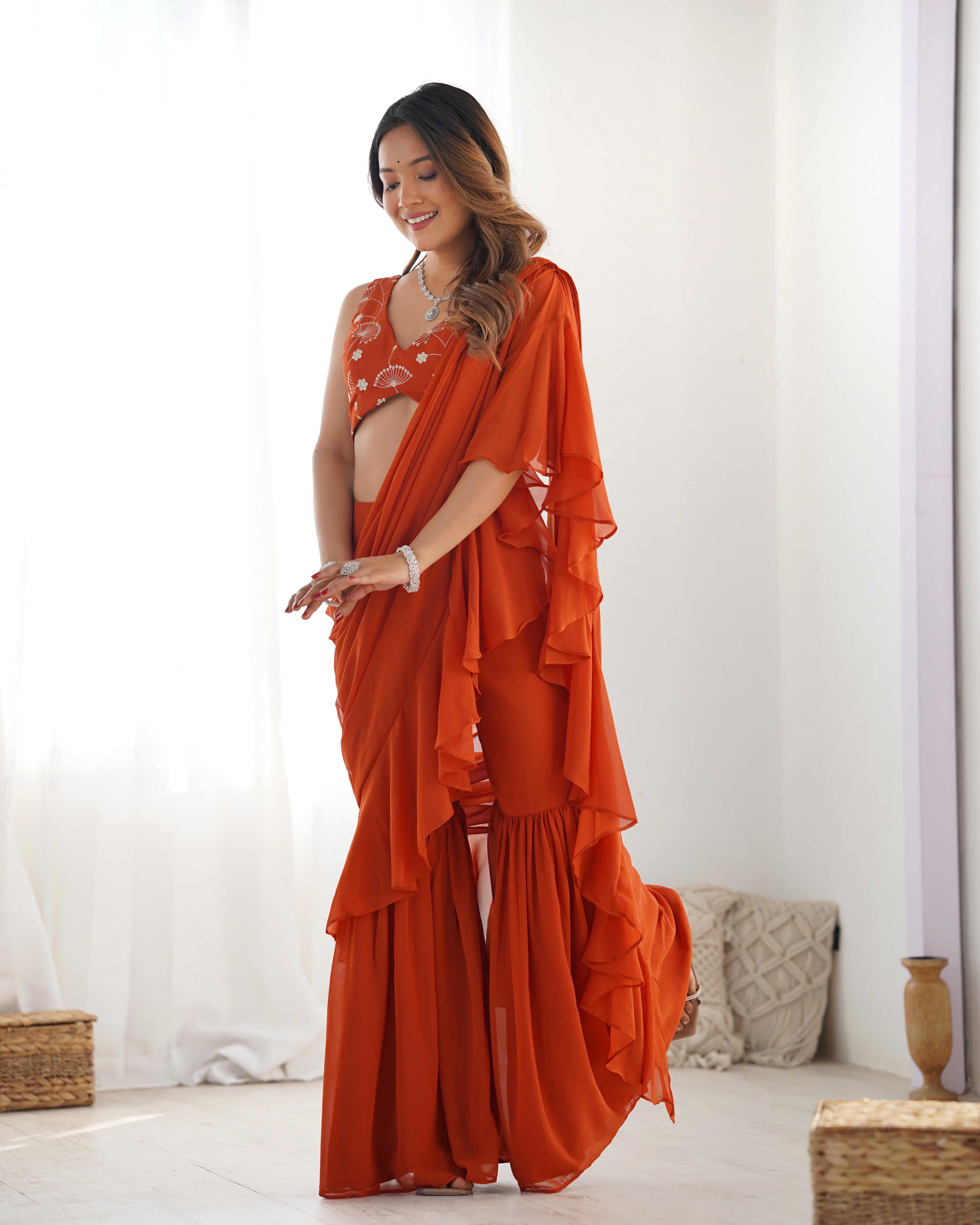 Fusion Flair Saree Sharara Ensemble