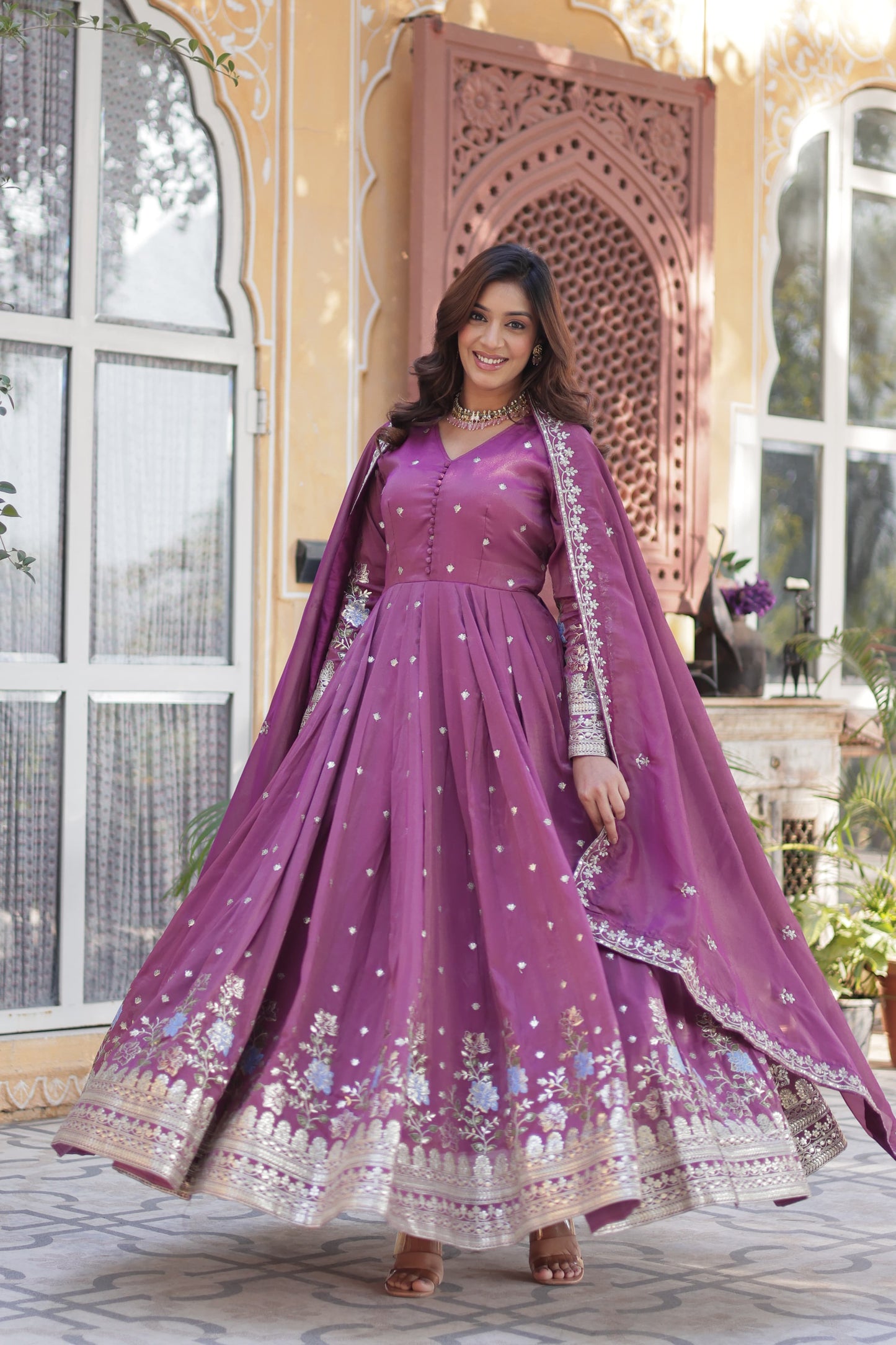 Sparkle Sequin Work Viscose Gown
