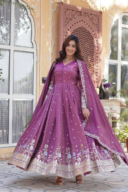 Sparkle Sequin Work Viscose Gown