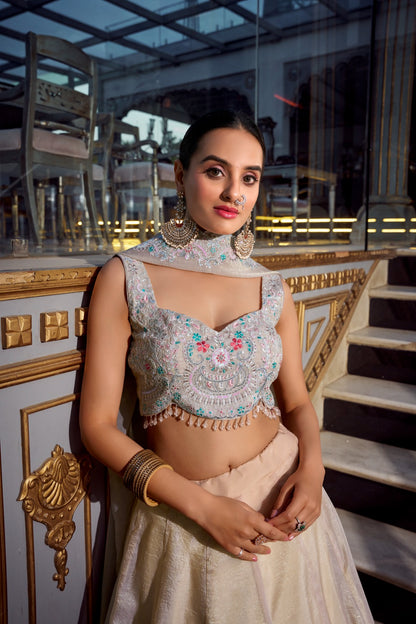 Softly Shining Gold Crush Lehenga Collection