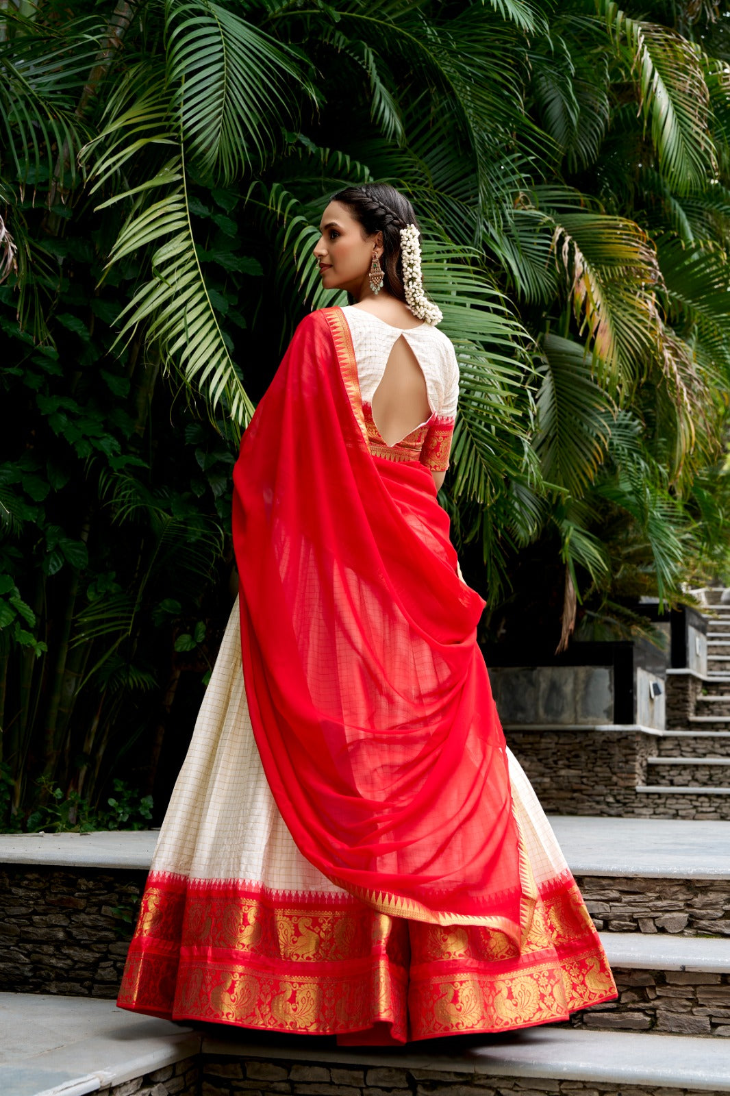 Cotton Checks Lehenga with Zari Weave Work