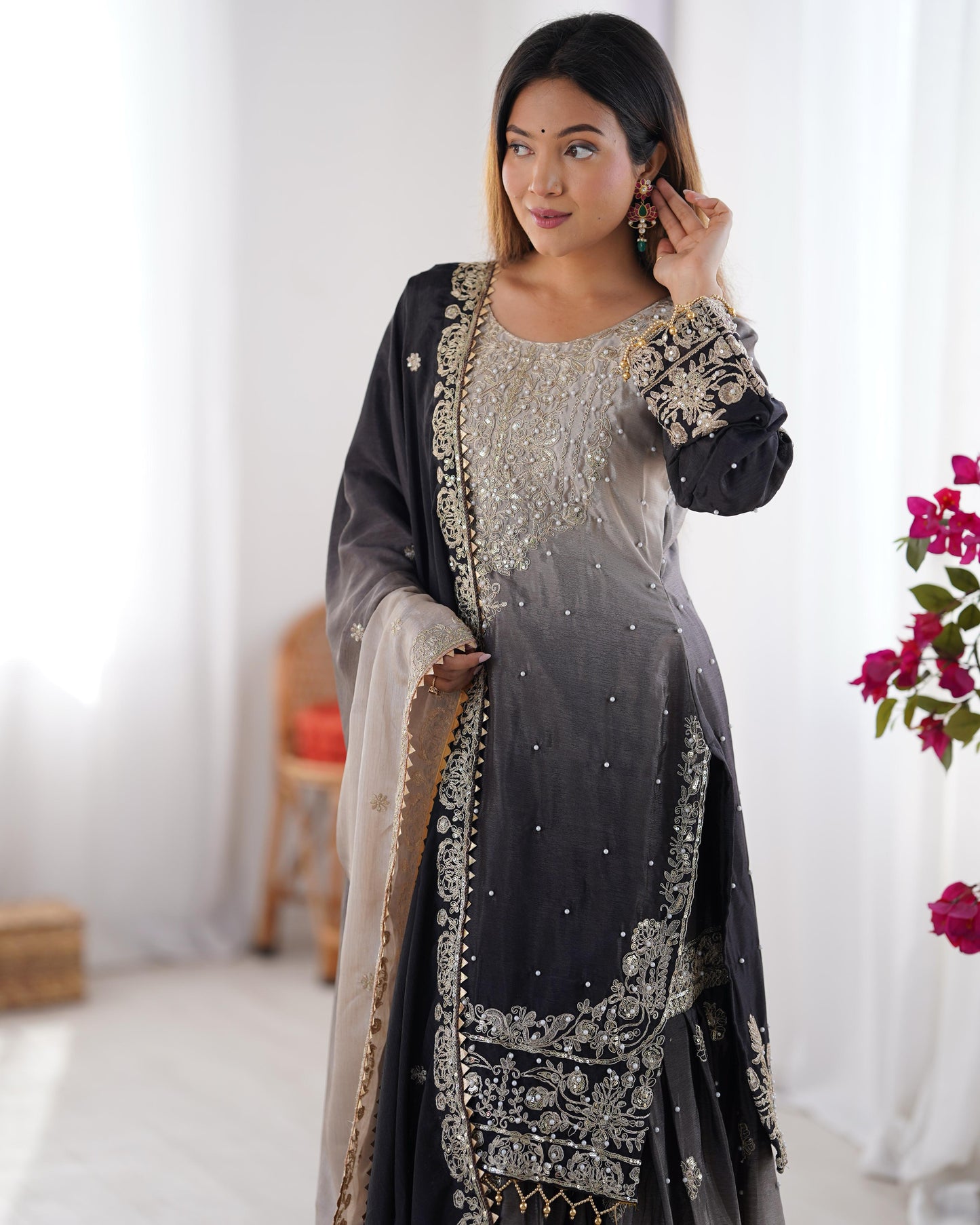 Graceful Dual Shaded Sharara Sets