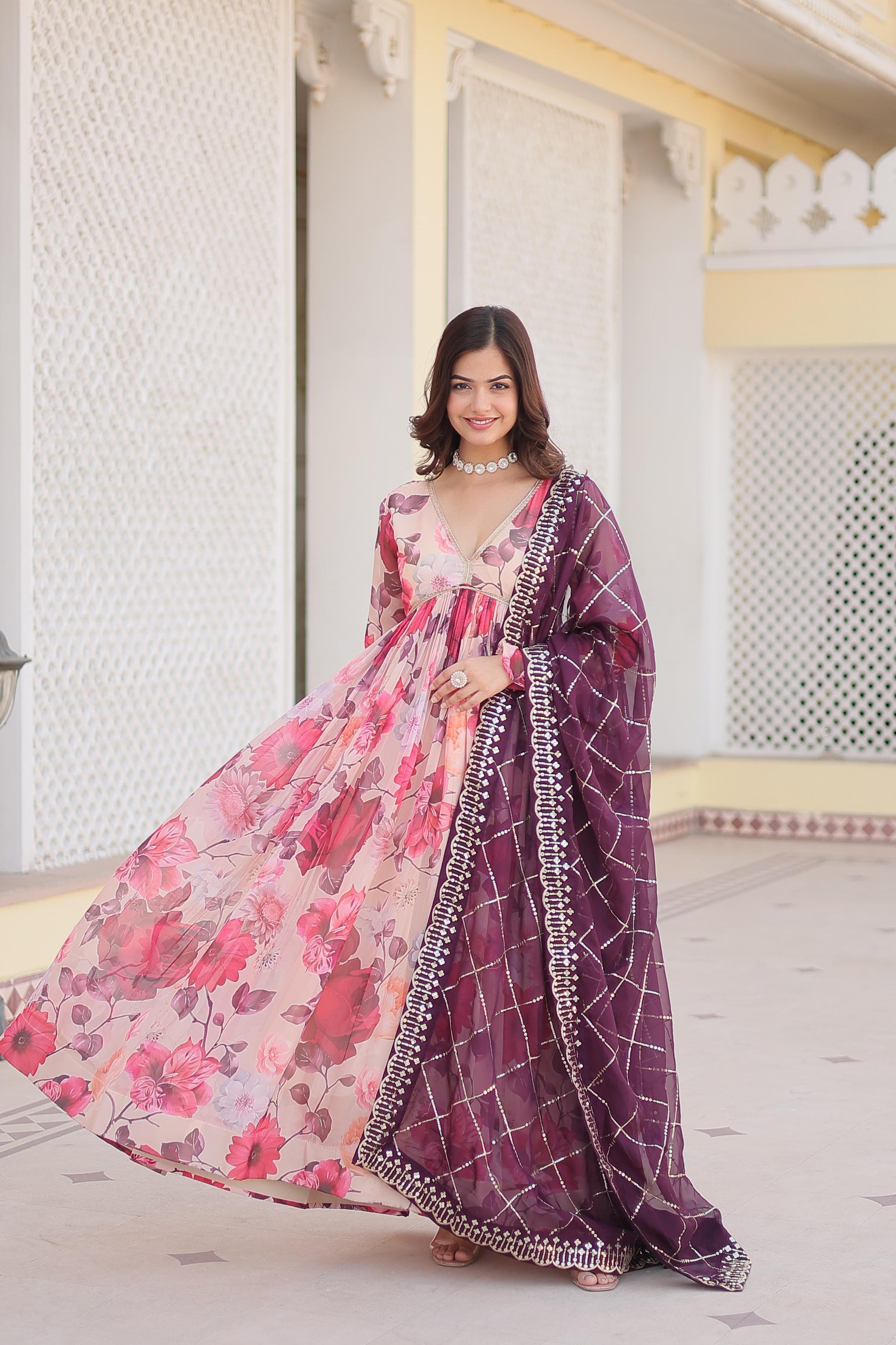 Floral Anarkali Suit - Gracious You
