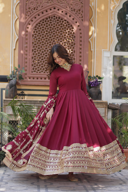 Starlight Georgette Gown With Embroidery Work