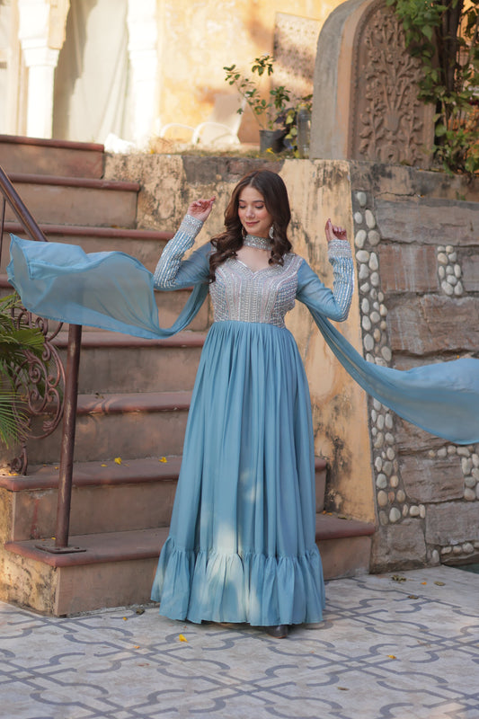 Glamorous Pastel Star Sequin Gown