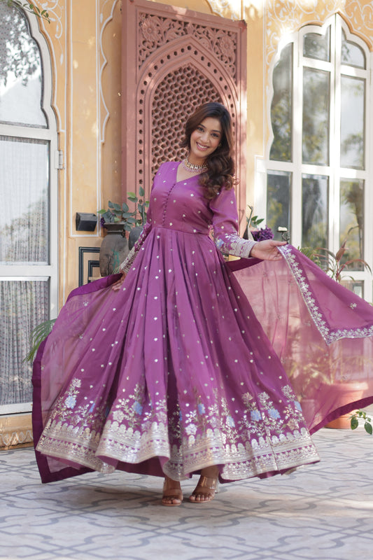 Sparkle Sequin Work Viscose Gown