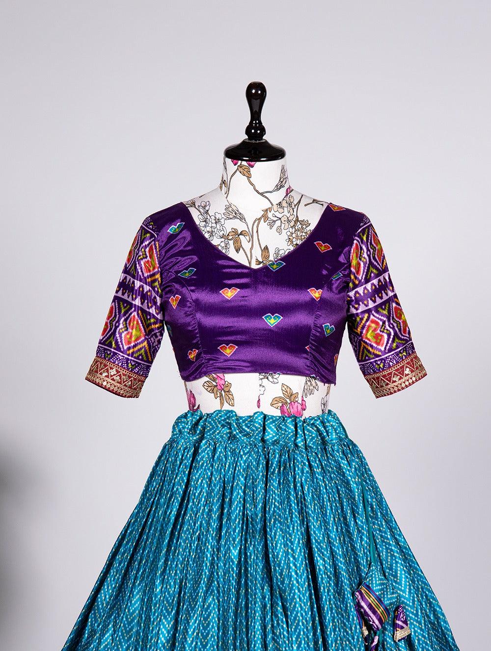 Vibrant Royal Blue Printed Lehenga - Gracious You