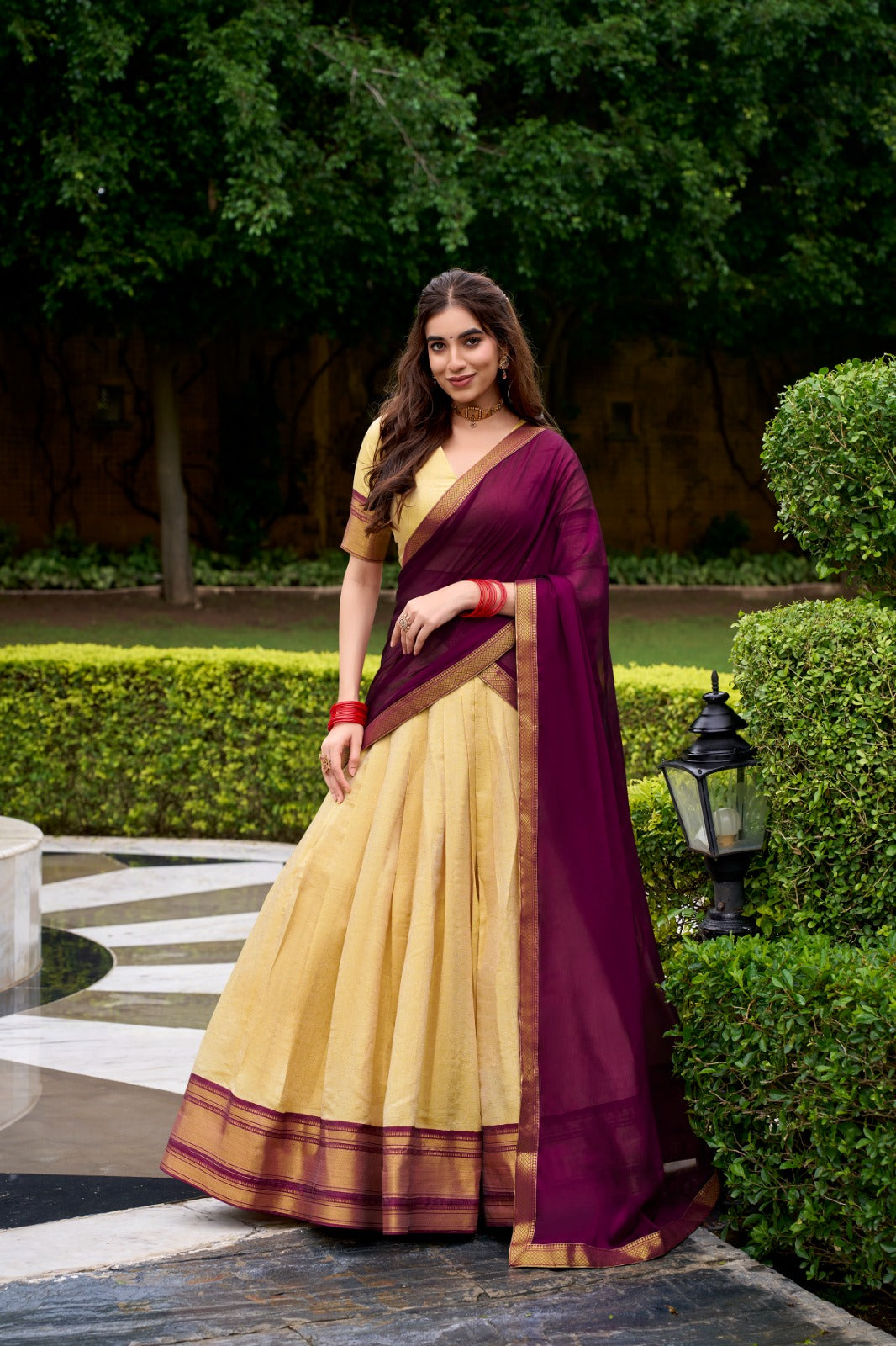 Kanchipuram Golden Glow Half Sarees