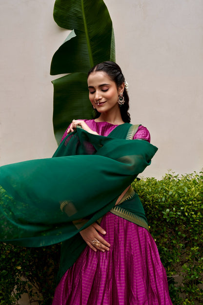 Cotton Checks Lehenga with Zari Weave Work