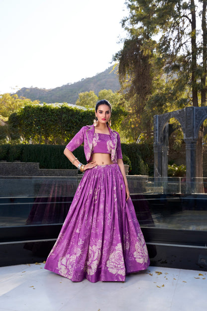 Blooming Floral Lehenga with Blouse & Koti