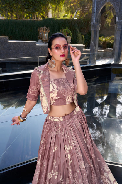 Blooming Floral Lehenga with Blouse & Koti