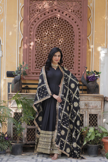 Starlight Georgette Gown With Embroidery Work