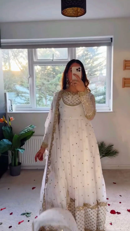 White Swan Gown With Matching Dupatta