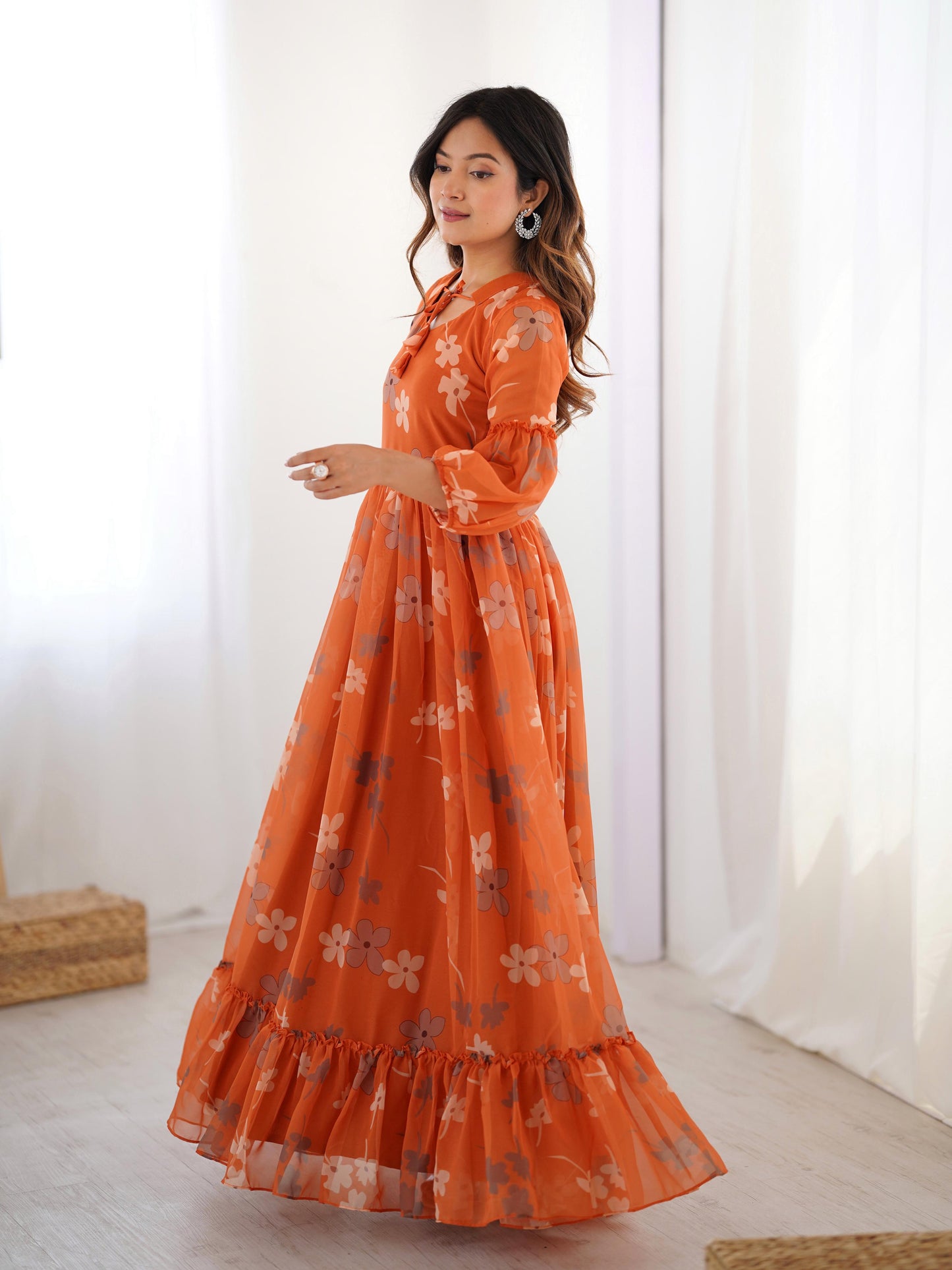 Marigold Muse Tangerine Floral Gown