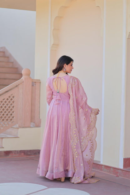 Chiffon Multi Embroidered Gown & Dupatta Set