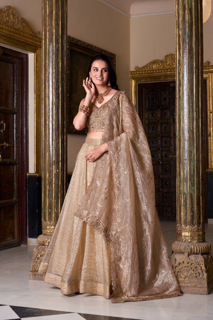 Royal Finish Brown Zari Lehenga