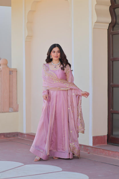 Chiffon Multi Embroidered Gown & Dupatta Set