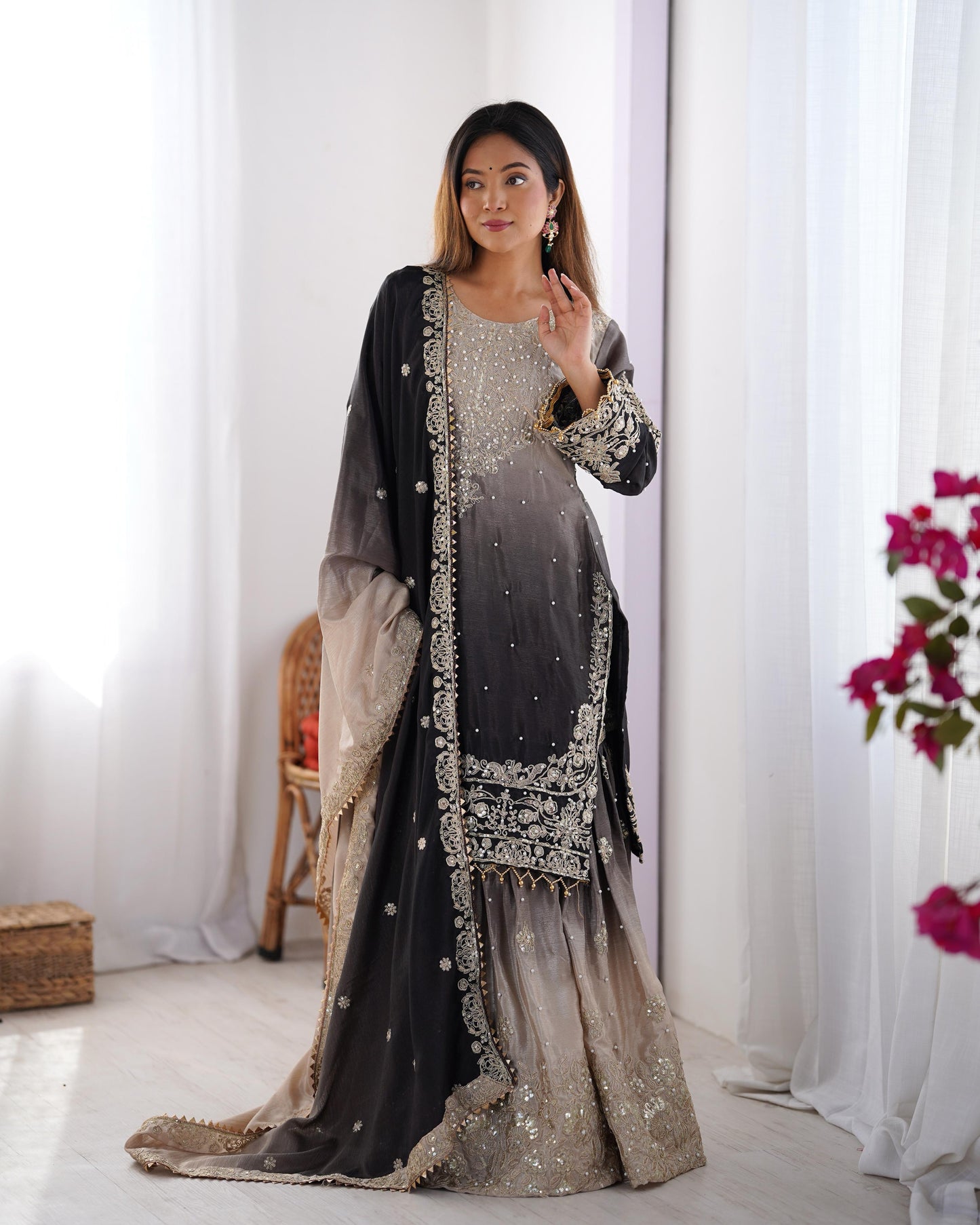 Graceful Dual Shaded Sharara Sets