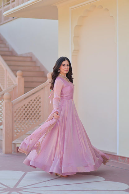 Chiffon Multi Embroidered Gown & Dupatta Set